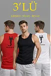 Erkek Spor Fitilli Kaşkorse Arka Basklı Atlet 3'lü Set Kırmızı-siyah-beyaz