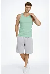 Erkek Spor Slimfit Fitilli Kaşkorse Arka Basklı Atlet 2'li Set Siyah-mint Yeşili