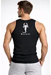 Erkek Spor Slimfit Fitilli Kaşkorse Arka Basklı Atlet 2'li Set Siyah-mint Yeşili