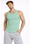 Erkek Spor Slimfit Fitilli Kaşkorse Arka Basklı Atlet 2'li Set Siyah-mint Yeşili