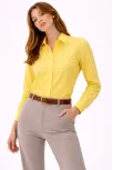 Kadın Uzun Kollu Gömlek Düğmeli Klasik Yaka Günlük Ve Ofis Şıklığına Uygun - Sarı