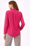 Kadın Uzun Kollu Gömlek Düğmeli Klasik Yaka Günlük Ve Ofis Şıklığına Uygun - Fuşya