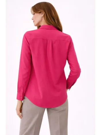 Kadın Uzun Kollu Gömlek Düğmeli Klasik Yaka Günlük Ve Ofis Şıklığına Uygun - Fuşya