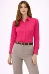 Kadın Uzun Kollu Gömlek Düğmeli Klasik Yaka Günlük Ve Ofis Şıklığına Uygun - Fuşya