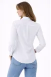 Kadın Uzun Kollu Gömlek Düğmeli Klasik Yaka Günlük Ve Ofis Şıklığına Uygun - Beyaz