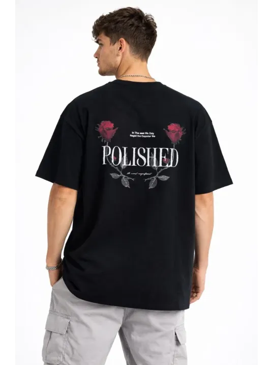 Erkek Bisiklet Yaka Baskılı Kısa Kollu Tişört Streetwear Günlük Basic Pamuklu T-shirt - Siyah Erkek Bisiklet Yaka Baskılı Kısa Kollu Tişört Streetwear Günlük Basic Pamuklu T-shirt - Siyah