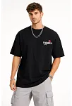Erkek Bisiklet Yaka Baskılı  Kısa Kollu Tişört Streetwear Günlük Basic Pamuklu T-shirt - Siyah