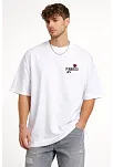 Erkek Bisiklet Yaka Baskılı Kısa Kollu Tişört Streetwear Günlük Basic Pamuklu T-shirt - Beyaz