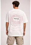 Erkek Bisiklet Yaka Baskılı Kısa Kollu Tişört Streetwear Günlük Basic Pamuklu T-shirt - Beyaz