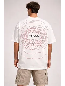 Erkek Bisiklet Yaka Baskılı Kısa Kollu Tişört Streetwear Günlük Basic Pamuklu T-shirt - Beyaz