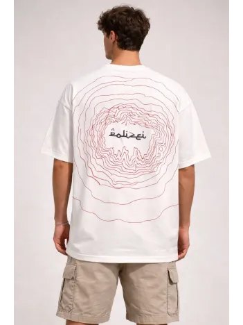 Erkek Bisiklet Yaka Baskılı Kısa Kollu Tişört Streetwear Günlük Basic Pamuklu T-shirt - Beyaz