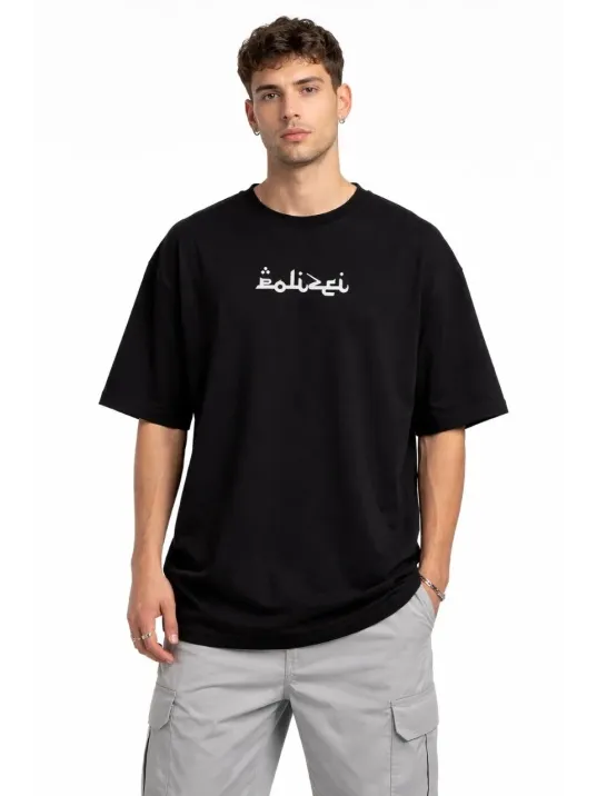 Erkek Bisiklet Yaka Baskılı Kısa Kollu Tişört Streetwear Günlük Basic Pamuklu T-shirt - Siyah Erkek Bisiklet Yaka Baskılı Kısa Kollu Tişört Streetwear Günlük Basic Pamuklu T-shirt - Siyah