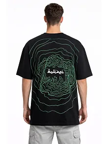 Erkek Bisiklet Yaka Baskılı Kısa Kollu Tişört Streetwear Günlük Basic Pamuklu T-shirt - Siyah