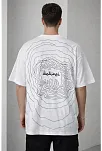 Erkek Bisiklet Yaka Baskılı Kısa Kollu Tişört Streetwear Günlük Basic Pamuklu T-shirt - Beyaz