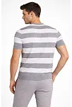 Erkek T-shirt Çizgili Triko Dokuma Bisiklet Yaka Tişört - Gri