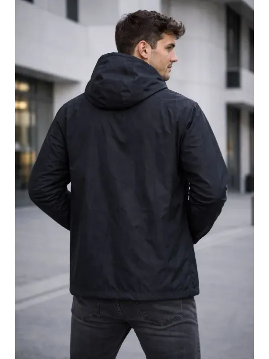 Erkek Kapüşonlu Su İtici Rüzgarlık Ceket Mevsimlik Hafif Mont - Siyah Erkek Kapüşonlu Su İtici Rüzgarlık Ceket Mevsimlik Hafif Mont - Siyah