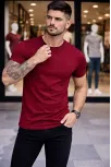 Erkek 2'li Bisiklet Yaka Tişört – Kısa Kollu Yazlık Slim Fit Body - Siyah & Bordo