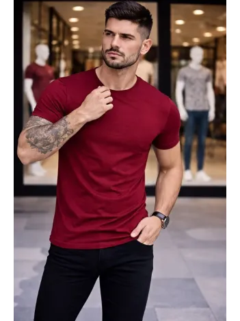 Erkek 2'li Bisiklet Yaka Tişört – Kısa Kollu Yazlık Slim Fit Body - Siyah & Bordo Erkek 2'li Bisiklet Yaka Tişört – Kısa Kollu Yazlık Slim Fit Body - Siyah & Bordo