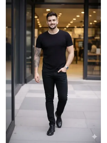 Erkek 3'lü Bisiklet Yaka Tişört – Kısa Kollu Yazlık Slim Fit Body - Siyah, Ekru, Hardal Erkek 3'lü Bisiklet Yaka Tişört – Kısa Kollu Yazlık Slim Fit Body - Siyah, Ekru, Hardal