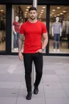 Erkek 3'lü Bisiklet Yaka Tişört – Kısa Kollu Yazlık Slim Fit Body - Siyah, Kırmızı, Açık Mavi