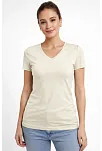 Kadın 2'li V Yaka Tişört – Kısa Kollu Yazlık Slim Fit Body - Saks Mavisi & Ekru