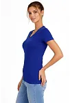 Kadın 2'li V Yaka Tişört – Kısa Kollu Yazlık Slim Fit Body - Saks Mavisi & Ekru