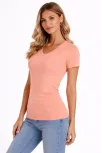 Kadın 2'li V Yaka Tişört – Kısa Kollu Yazlık Slim Fit Body - Toz Pembe & Mor