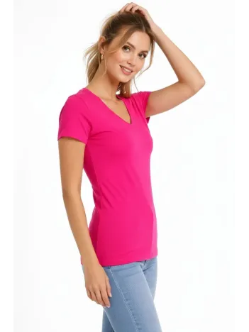 Kadın 3'lü V Yaka Tişört – Kısa Kollu Yazlık Slim Fit Body - Pembe, Açık Mavi, Ekru