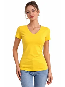 Kadın 3'lü V Yaka Tişört – Kısa Kollu Yazlık Slim Fit Body - Toz Pembe, Sarı, Turkuvaz
