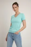 Kadın 3'lü V Yaka Tişört – Kısa Kollu Yazlık Slim Fit Body - Toz Pembe, Sarı, Turkuvaz