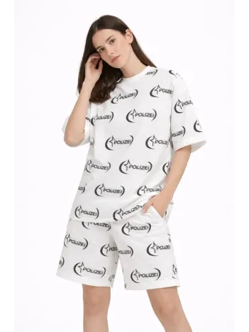 Kadın Oversize Ön Ve Arka Baskılı Tişört Şort Takım Rahat Kalıp Yazlık Günlük Kombin - Beyaz