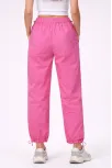 Kadın Paraşüt Kumaş Pantolon Bel Ve Paça Ayarlanabilir Lastikli Spor Pantolon - Pembe