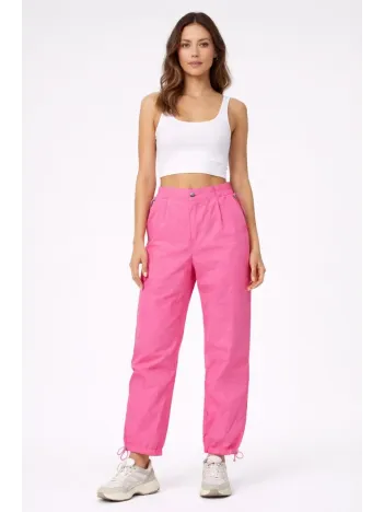 Kadın Paraşüt Kumaş Pantolon Bel Ve Paça Ayarlanabilir Lastikli Spor Pantolon - Pembe