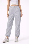 Kadın Paraşüt Kumaş Pantolon Bel Ve Paça Ayarlanabilir Lastikli Spor Pantolon - Gri