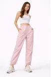 Kadın Paraşüt Kumaş Pantolon Bel Ve Paça Ayarlanabilir Lastikli Spor Pantolon - Toz Pembe