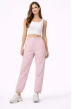 Kadın Paraşüt Kumaş Pantolon Bel Ve Paça Ayarlanabilir Lastikli Spor Pantolon - Toz Pembe