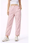 Kadın Paraşüt Kumaş Pantolon Bel Ve Paça Ayarlanabilir Lastikli Spor Pantolon - Toz Pembe