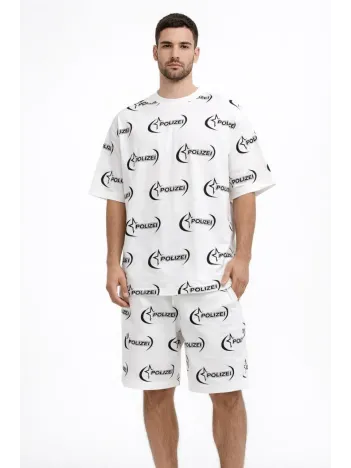 Erkek Oversize Ön Ve Arka Baskılı Tişört Şort Takım Rahat Kalıp Yazlık Günlük Kombin - Beyaz Erkek Oversize Ön Ve Arka Baskılı Tişört Şort Takım Rahat Kalıp Yazlık Günlük Kombin - Beyaz