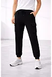 Erkek Jogger Eşofman Altı Regular Fit , Kargo Cepli, Lastikli Paça, Günlük Spor Pantolon - Siyah