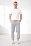 Erkek Jogger Eşofman Altı Regular Fit , Kargo Cepli, Lastikli Paça, Günlük Spor Pantolon - Gri