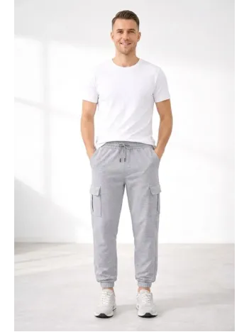 Erkek Jogger Eşofman Altı Regular Fit , Kargo Cepli, Lastikli Paça, Günlük Spor Pantolon - Gri Erkek Jogger Eşofman Altı Regular Fit , Kargo Cepli, Lastikli Paça, Günlük Spor Pantolon - Gri