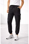 Erkek Jogger Eşofman Altı Regular Fit , Kargo Cepli, Lastikli Paça, Günlük Spor Pantolon - Füme