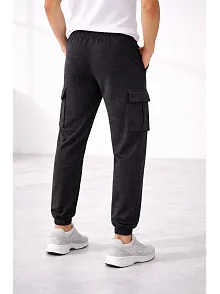 Erkek Jogger Eşofman Altı Regular Fit , Kargo Cepli, Lastikli Paça, Günlük Spor Pantolon - Füme