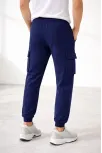 Erkek Jogger Eşofman Altı Regular Fit , Kargo Cepli, Lastikli Paça, Günlük Spor Pantolon - Lacivert