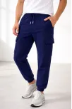 Erkek Jogger Eşofman Altı Regular Fit , Kargo Cepli, Lastikli Paça, Günlük Spor Pantolon - Lacivert