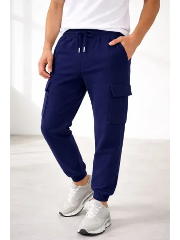 Erkek Jogger Eşofman Altı Regular Fit , Kargo Cepli, Lastikli Paça, Günlük Spor Pantolon - Lacivert Erkek Jogger Eşofman Altı Regular Fit , Kargo Cepli, Lastikli Paça, Günlük Spor Pantolon - Lacivert
