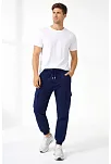 Erkek Jogger Eşofman Altı Regular Fit , Kargo Cepli, Lastikli Paça, Günlük Spor Pantolon - Lacivert