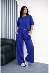 Osy Modal Yumuşak Dokulu Kadın Oversize İkili Takım Bol Paça Pantolonlu Günlük Takım - Saks Mavisi