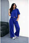 Osy Modal Yumuşak Dokulu Kadın Oversize İkili Takım Bol Paça Pantolonlu Günlük Takım - Saks Mavisi