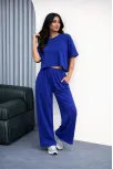 Osy Modal Yumuşak Dokulu Kadın Oversize İkili Takım Bol Paça Pantolonlu Günlük Takım - Saks Mavisi